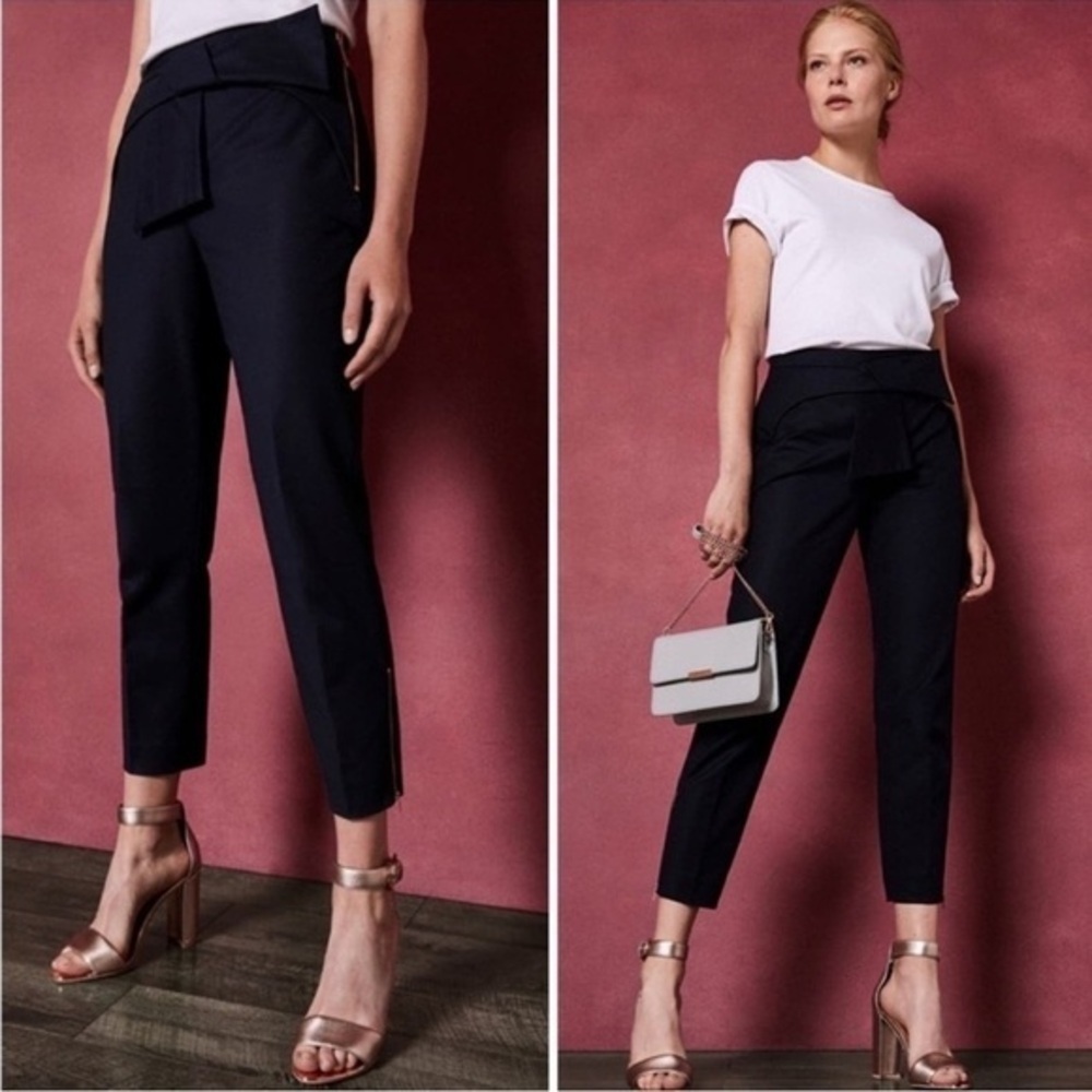TED BAKER BETHA FRONT BOW ANKLE PANTS SIZE 1 US 4
